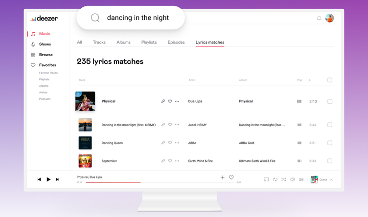 Deezer search