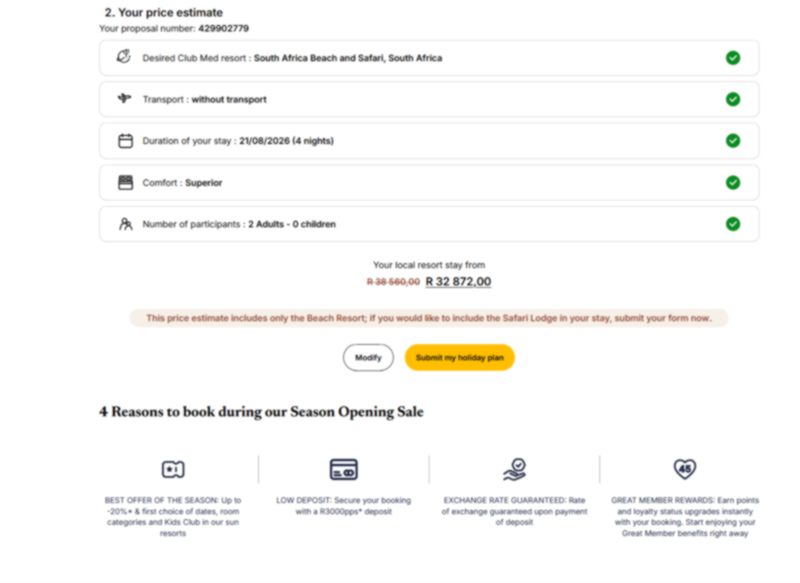 Club Med Tinley, Club Med South Africa Beach & Safari