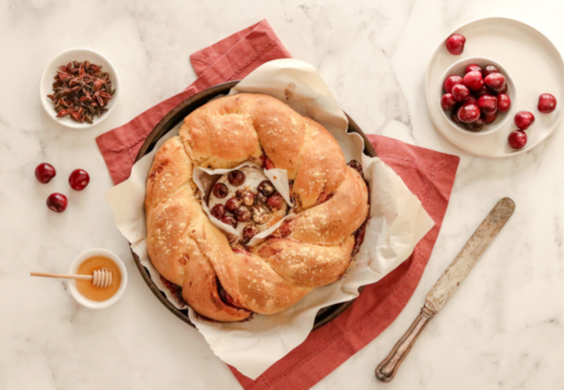Cherry Christmas Wreath Bread