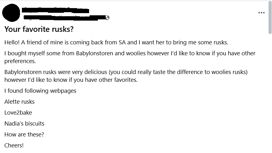 Facebook rusks