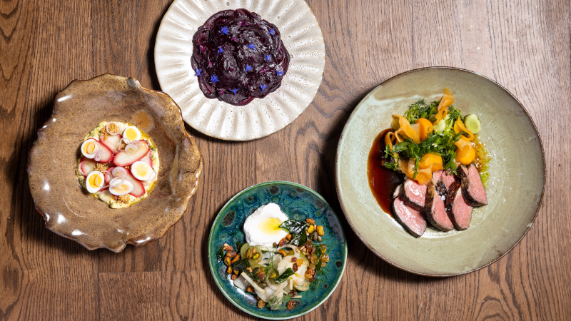 Upper Union - Summer Pasture Menu - Lamb, Grape & Apple Salad, Potato Salad and Beetroot